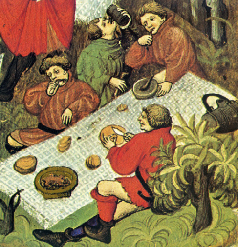medieval hunters picnicking